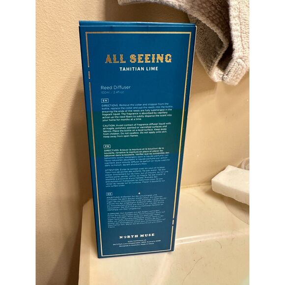 North Muse All Seeing Protection Obsidian Infused Reed Diffuser Tahitian Lime - Picture 3 of 4